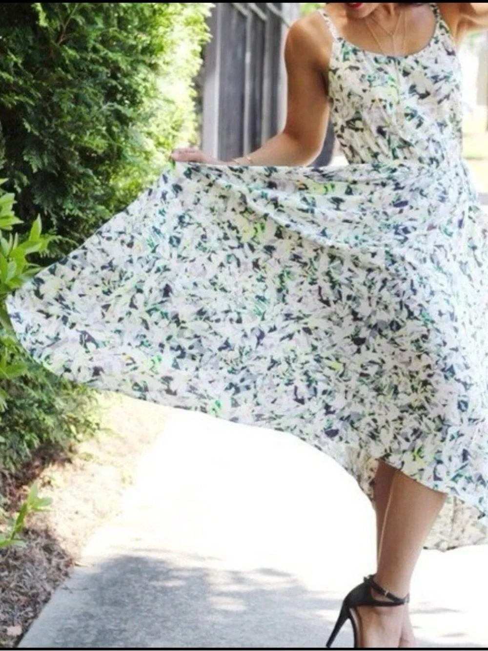 Cabi Margherita Floral Print Strappy Midi Dress with pockets